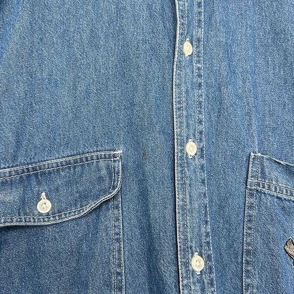 VINTAGE 90S DISNEY STORE SEVEN DWARFS  DENIM LONG SLEEVE BUTTON DOWN MENS LARGE - Picture 6 of 7